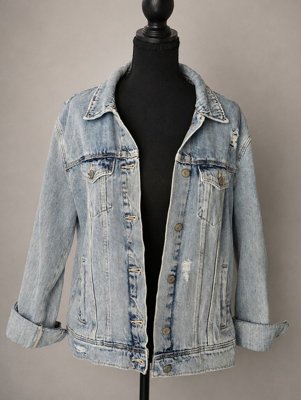 Old Navy Light Blue Distressed Denim Jacket